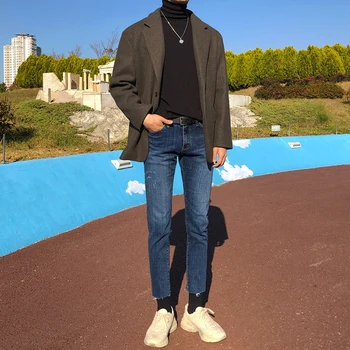 IEFB jarní slim módní modré džíny pánské Korean trend vintage denim ležérní kalhoty kotník-délka kalhot pro muže 9Y4536