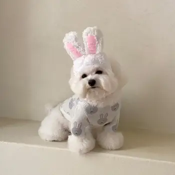IN nový korejský roztomilý modrý a bílý králík na podzim a v zimě teplé malé psy dog svetr pet teplé jádro příze svetr