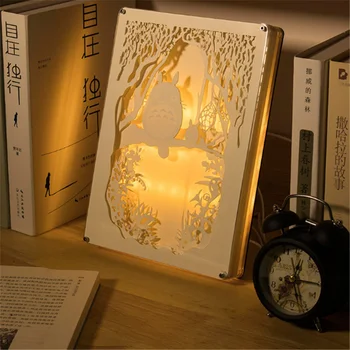 Japonské Kreslené MovieTonari žádný Totoro Papír Carving LED Noční Světlo Domova Dekorativní LED Stolní Lampa 3D Dárky na Vánoce, Narozeniny