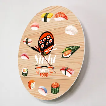 Japonské Kuchyně, Sushi Chutné Jídlo Nástěnné Hodiny Kuchyň Wall Art Dekorativní Minimalistické Nástěnné Hodinky Dárek pro Foodies Restaurace Šéfkuchař
