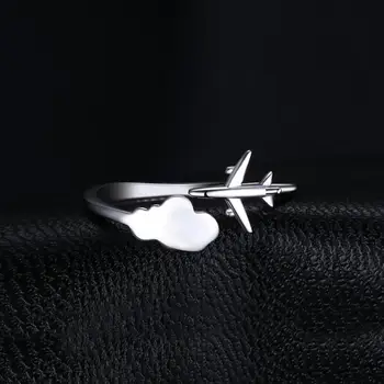 JewelryPalace Globální Letadlo Prsten 925 Sterling Stříbrné Prsteny pro Ženy, Otevřené Stohovatelné Kroužky Stříbro 925 Šperky, Jemné Šperky