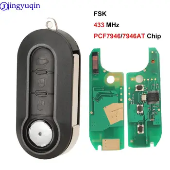 Jingyuqin 3 Tlačítka Vzdálené Klíče Fob FSK PCF7946/PCF7946AT Čip 433MHz Pro Fiat 500, Grande Punto 2010-2017