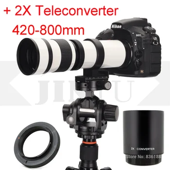 JINTU 420-1600mm Manuální Teleobjektiv Bílá + 2x telekonvertor Objektiv pro Mikro M4/3 systému Olympus Panasonic Mirrorless Fotoaparát