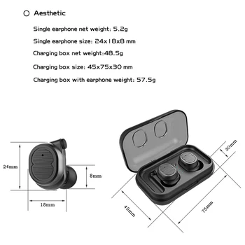 Joinrun TWS-8 bezdrátové Bluetooth Sluchátka headset pravda sluchátka bass bluetooth5.0 stereo 3d headset s Nabíjecí Box