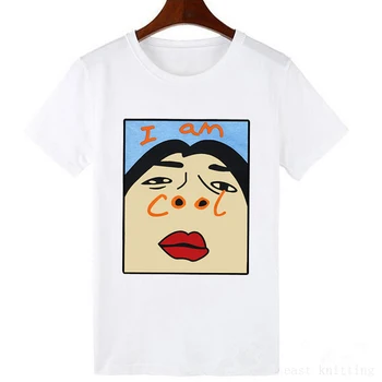 Jsem Cool Tričko Ženy trička Příležitostné Letní Sexy Krátký Rukáv Topy Plus velikost Tees Bederní Harajuku Tričko