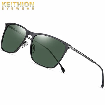 KEITHION Unisex Polarizační Obdélníkový sluneční Brýle pro muže a ženy, Jízda Kovový Rám UV400 ochranu