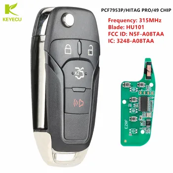 KEYECU Nové Náhradní Inteligentní Dálkové Flip Klíč Keyless Entry Fob 4Buttons 315MHz pro Ford Fusion 2013-2018 FCC ID: N5F-A08TAA
