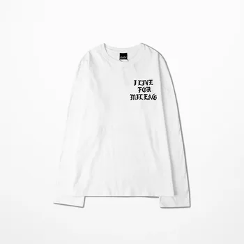Korea Ulzzang Stylu High Street Značky Kanye Kokosový Dlouhý Rukáv T-Shirt Rukáv Tisk Dopisů Pár Oversize S~3XL