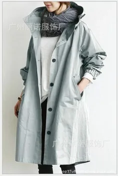 Korejský Příkop S Kapucí Velké Dlouhé Dámské Větrovky Kabát Pláštěnka Nové Ženy 2020 Kabát Volné Podzimní Oblečení
