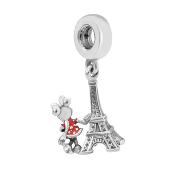 Krásná Myš Eiffelova Věž Kouzlo Se Hodí Žena, Náramek & Náhrdelník Sterling Silver Šperky Korálky Pro Výrobu Šperků