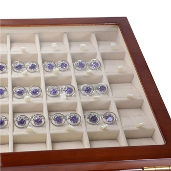 LBER 40 Párů manžetový Knoflík a Sponu na Kravatu Úložný Box pro Muže Módní Malovaný Dřevěný Prsten, Náušnice Kolekce Šperky Display Box