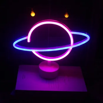 Led Neon Světlo Barevné Kreativní Planeta Noční Lampa Baterie Neon Podepsat Pokoj Domácí Party Svatební Dekorace Vánoční Dárek