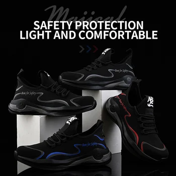 Lehká bezpečnostní obuv, prodyšný materiál, ocelové toe cap, odolná proti propíchnutí, venkovní sportovní muži ženy pracují boty, průmyslové