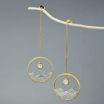 Lotus Zábava Moonlight Design Houpat Náušnice Real 925 Sterling Silver Kreativní Ručně vyráběné Jemné Šperky Náušnice pro Ženy Dárek