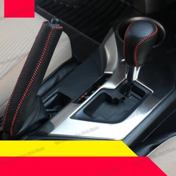 Lsrtw2017 černý červený drát kožené auto řadicí páky ruční brzdy kryt pro toyota rav4 2013 2016 2017 2018 xa40 shift knob