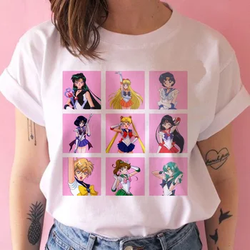 Lus Los 2019 Sailor Moon Nové Módní Karikatura T Tričko Ženy Harajuku Krátký Rukáv Fun T-Shirt Roztomilý Kočka Tričko