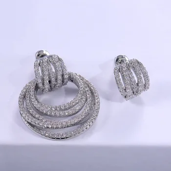Luxusní Houpat Náušnice Micro vydláždit AAAAA zirkony 925 Sterling silver Fajn Party Svatební Náušnice pro Ženy, Svatební Šperky, Dárkové