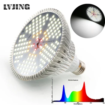 LVJING LED Grow Light E27 Full Spectrum 100W Růst Rostlin Žárovka pro Hydroponické Rostliny Světlo, AC85-265V 110V 220V Led Grow Lampy