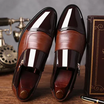 Mazefeng 2019 Módní Patent Kožené Boty Muži Luxusní Obchodní Značky Boty Muži Svatební Boty Slip-Na Mužské Kožené Šaty Boty