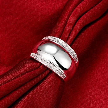Moderní 925 Sterling Stříbrné Prsteny Pro Ženy, Muže Neviditelné Nastavení CZ AAAA+ Cryatl Svatební Zásnubní Prsten Šperky