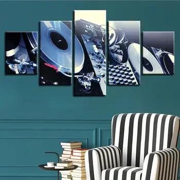 Moderní Domácí Zeď Art Decor Modulární Rámec, Obrázky, Umění 5 Kusů Hudební Disky HD Tištěné olejomalba Na Plátně, Plakát, umělecká Díla