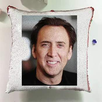 Moderní Home Dekor Pohovka Polštář Vlastní Reverzibilní Nicolas Cage Flitr Polštář Flip Sedadlo Cusions Kryt Cool Povlak Na Polštář J029