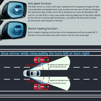 Modré Zrcadlo Oslnění Důkaz Zrcadlo LED směrových světel Vyhřívané Zpětné Zrcátko Pro Toyota HiLux Fortuner 2016-2018