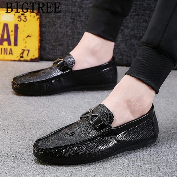 Mokasíny Krokodýl Boty Muži Patent Kožené Boty Pro Muže Ležérní Boty Muži Sapato Sociální Chaussures Hommes En Cuir Luxe