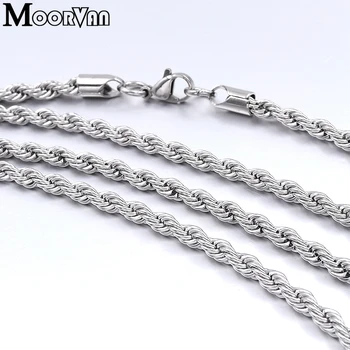 Moorvan 4mm 55cm klasický twist lano náhrdelník velkoobchod řetězy z nerezové oceli pro muže vysoce kvalitní šperky VN064