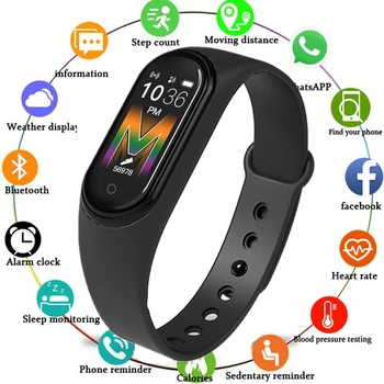 Módní M5 Smart Náramek IP68 Vodotěsné Inteligentní Hodinky Bluetooth Volání Přehrávání Hudby Smartwatch, Fitness Tracker Heart Rate Monitor