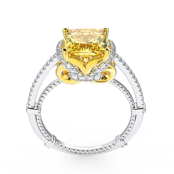 Módní Pevné 925 Mincovní Stříbro Prsten Světle Žlutý Citrín Drahokam Prsteny pro Ženy, Svatební Šperky Kámen Dárek