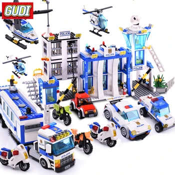Městská Policie Řadu Stavebních Bloků Postavy Vrtulníku Blok Montované Stavby Hračky DIY Cihly Vzdělávací Děti Hračky Dárek