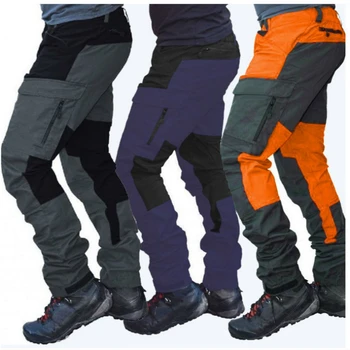 Neformální Muži Módní Barva Block Multi Kapsy Sportovní Dlouhé Kalhoty Pracovní Kalhoty pro Muže