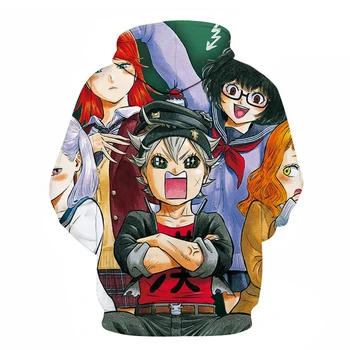 Nejnovější Cool Anime Black Clover Mikiny Muži Ženy Mikina, Mikina s Kapucí 3D Tisk Kreslených Pulovry Bundy Chlapci Dívky Topy 6XL