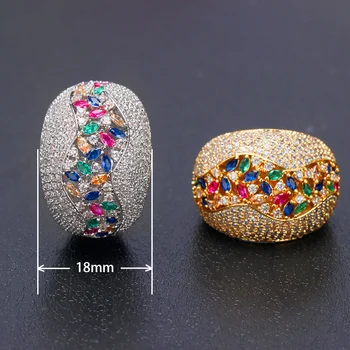 Nevěsta Mluvit Luxusní Super Velké Kroužky, Zpevněné Zirconia Mosazné Šperky Příslušenství Zásnubní Svatební Crystal Lesklý Prsten Pro Ženy Dárek