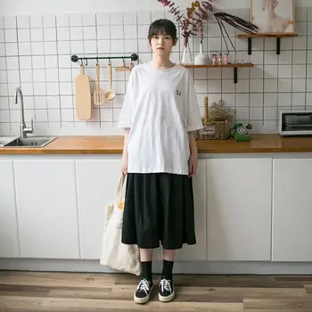 NiceMix Tele délka kalhot japonské kombinézy široké kalhoty nohy ženy přímo vysokým pasem Kauzální volné kalhoty kalhoty černé bo