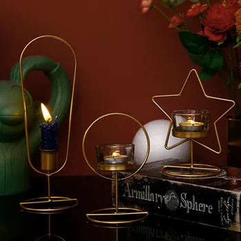 Nordic in styl zlatý železný svícen dekorace večeři při svíčkách doma jídelní stůl kreativní aroma svícen cup