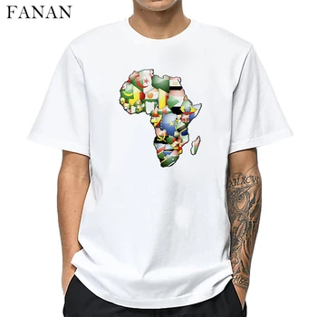 Nová Afrika Mapa Grafické T Shirt Pro Muže Harajuku Africké Dědictví Mužské trička Afro Slovo Tisk Bílé tričko Módní Topy Oblečení