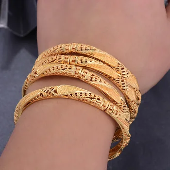 Nové 4ks/lot Etiopské Zlaté Barevné Náramky Pro Ženy, Dívky Dubaj Zlaté Šperky Bresslate Náramky & Náramky