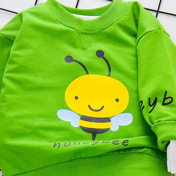 Nové Jarní Podzimní Dětské Oblečení Roztomilý Chlapec Dívka Kreslený Bee Tisk T-shirt Kalhoty 2ks/sady Kids Fashion Oblečení Děti Teplákové soupravy