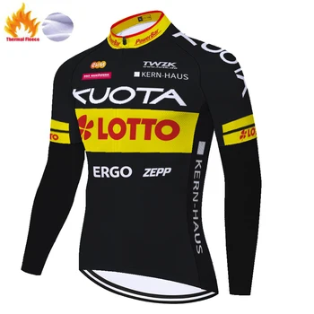 Nové KUOTA Zimní cyklistické oblečení dlouhý rukáv jersey lotto Tepelné Rouno cyklistický dres maillot ciclismo hombre invierno 자전거의류