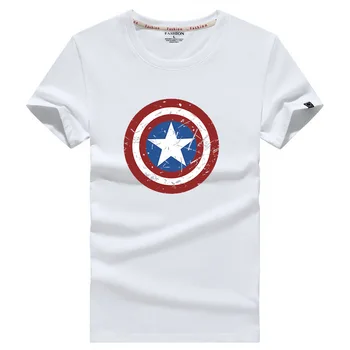 Nové Letní Muži Oblečení Bavlna Vysoké Kvality s Krátkým rukávem T-shirt Pánské Módní Shield Print Příležitostné Topy Trička Hommes