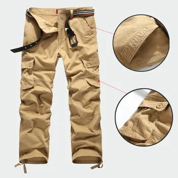 Nové Příjezdu Bavlna Vysoce kvalitní Pánské Vojenské Cargo Kalhoty Multi-kapsy Kalhoty Ležérní Kalhoty Velikosti 30-44