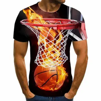 Nové Příjezdu Vtipné 3d Tričko Letní Bederní Krátký Rukáv Tričko Topy Muži/Ženy plamen Basketbal T-Košile Homme