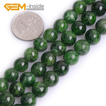 Nové Vysoce Kvalitní AAA Grade Přirozený oblý Hladký Zelený Diopside Volné Korálky Pro Výrobu Šperků Strand 15 palců 6mm-14mm Velkoobchod