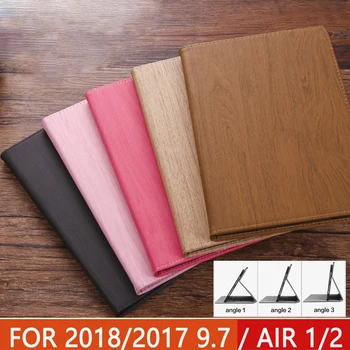 Nový Pro iPad Air 2 Air 1 Případě Nového ipadu 2017 2018 9,7 palcový Anti-real wood grain PU Kůže Smart Cover Case Auto Wake Kryt Případ