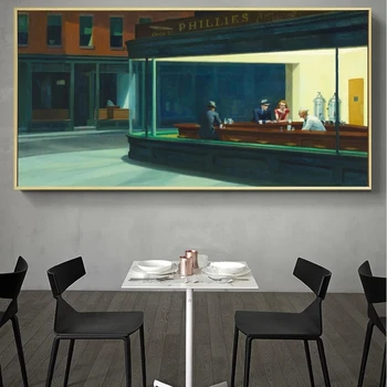 Noční jestřábi Edward Hopper Plátna Obrazů slavných Plakátů a Tisků Cuadros umění Nástěnné Obrázky pro obývací pokoj Domácí Dekoraci