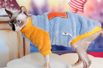 Oboustranné Jehněčí Samet, Super Měkké Teplé Zimní Tlusté Sphynx Kočka Svetr Bezsrstá kočka oblečení, Oblečení