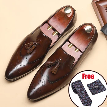 Originální kožené muži nářečí Obchodní Svatební hostiny boty pánské ležérní byty boty ručně vyráběné vintage oxford boty pro muže 2020