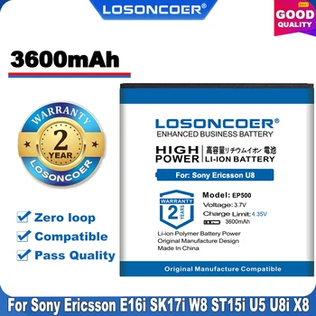 Originální LOSONCOER 3600mAh EP500 pro Sony Ericsson E16i SK17i W8 ST15i U5 U8i X8 WT18i/ST15i/ E15i/U 5i Náhradní Baterie